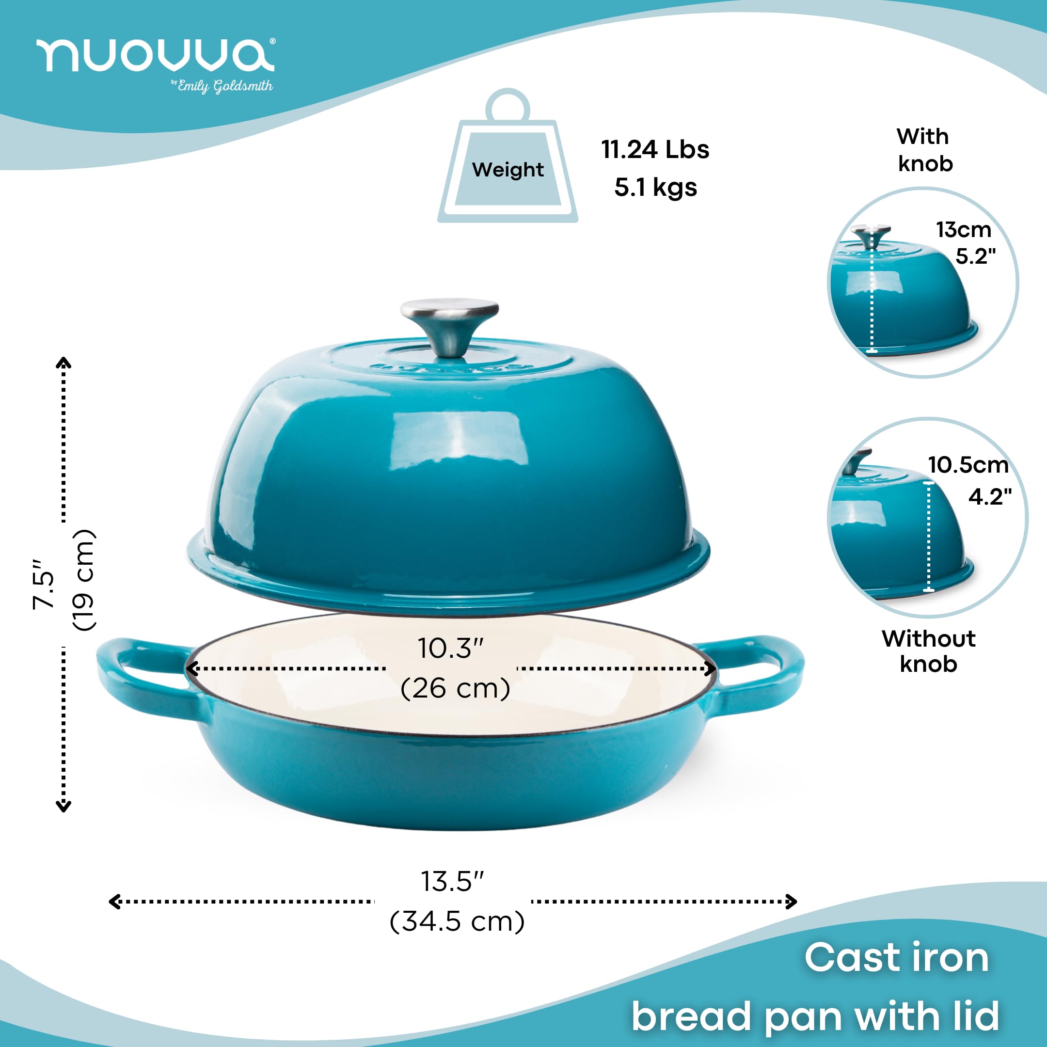 Nuovva blue enamel interior view shows smooth surface and rust resistance.