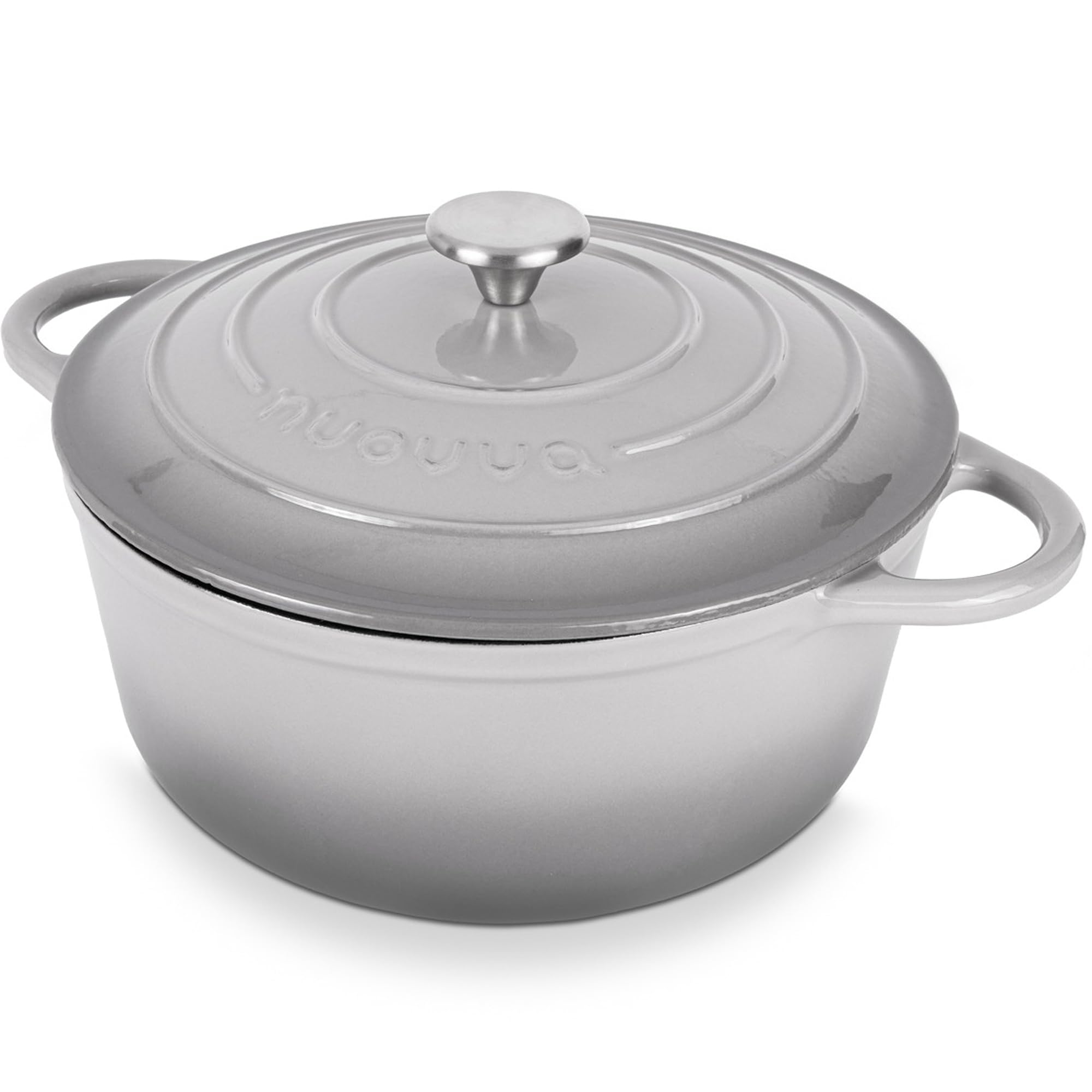 Nuovva enamelled cast iron Dutch oven grey with 6.4 qt capacity for even cooking