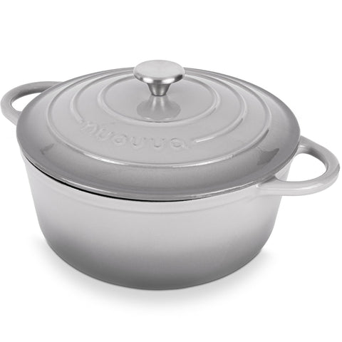Nuovva enamelled cast iron Dutch oven grey with 6.4 qt capacity for even cooking