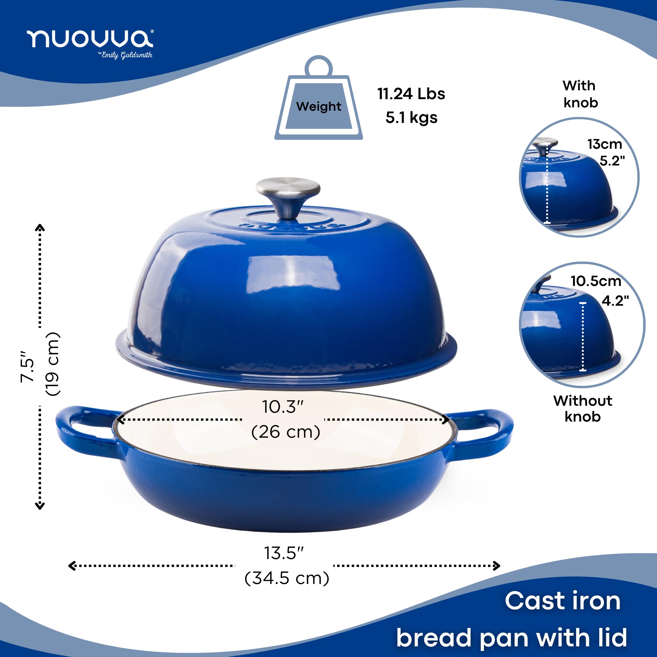 Nuovva enamelled interior resists rust, keeping flavors pure and surface easy to clean.