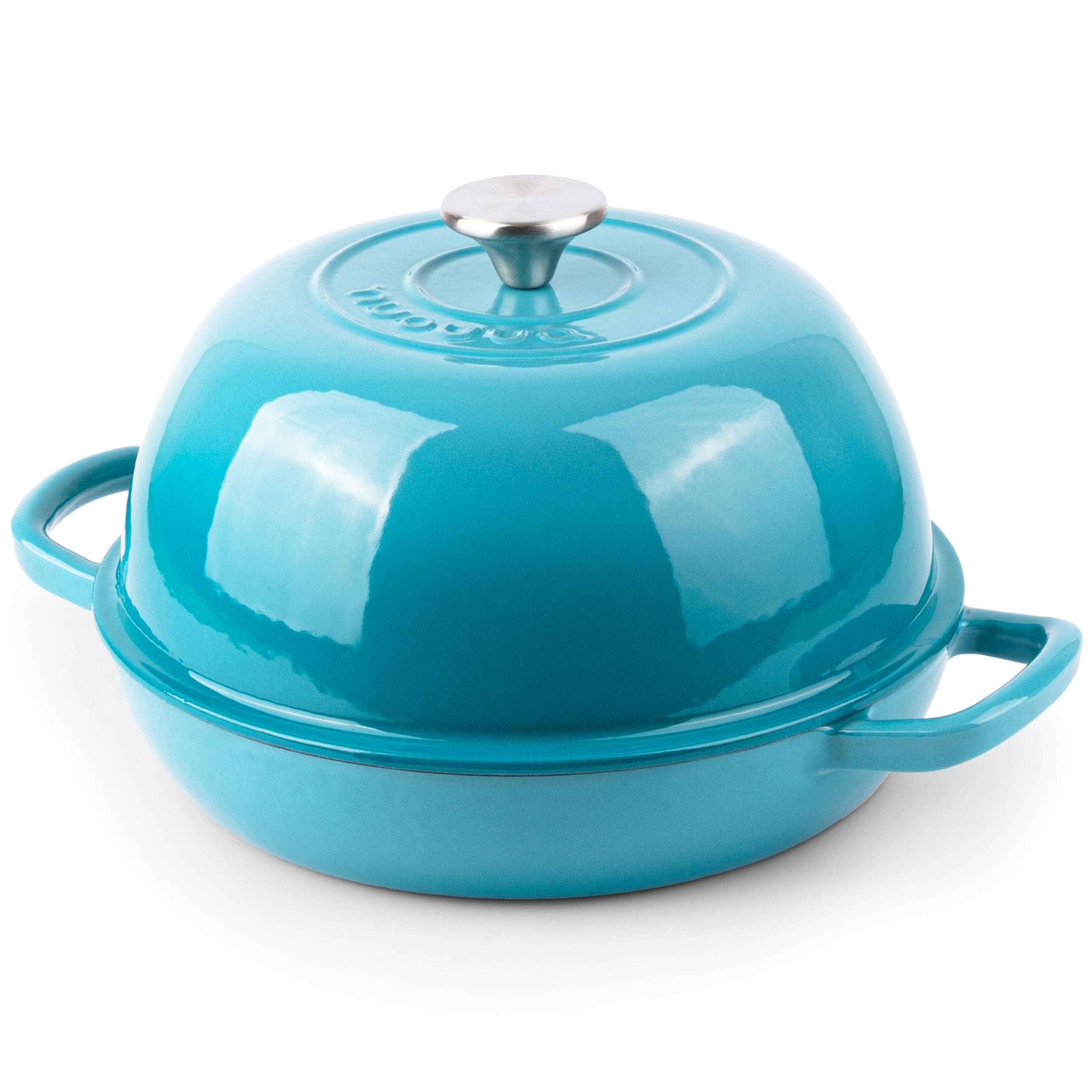 Nuovva oven-to-table serving in blue enhances any table setting.
