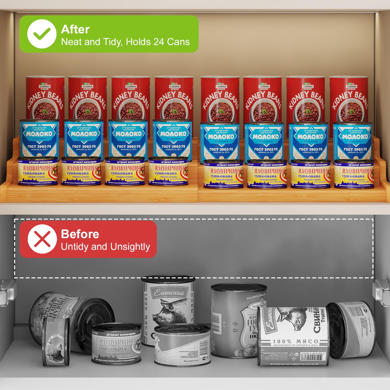 NuoyuanShen durable shelf supports 24 cans without wobble.