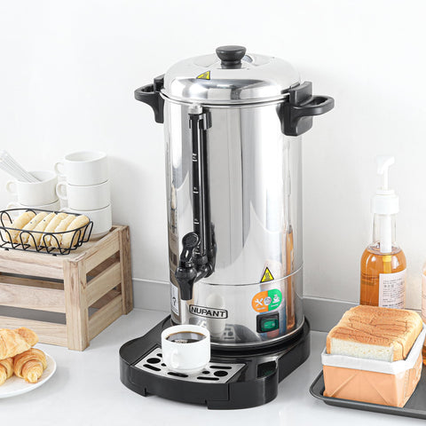 NUPANT coffee urn large event setup shows readiness for catering and gatherings.