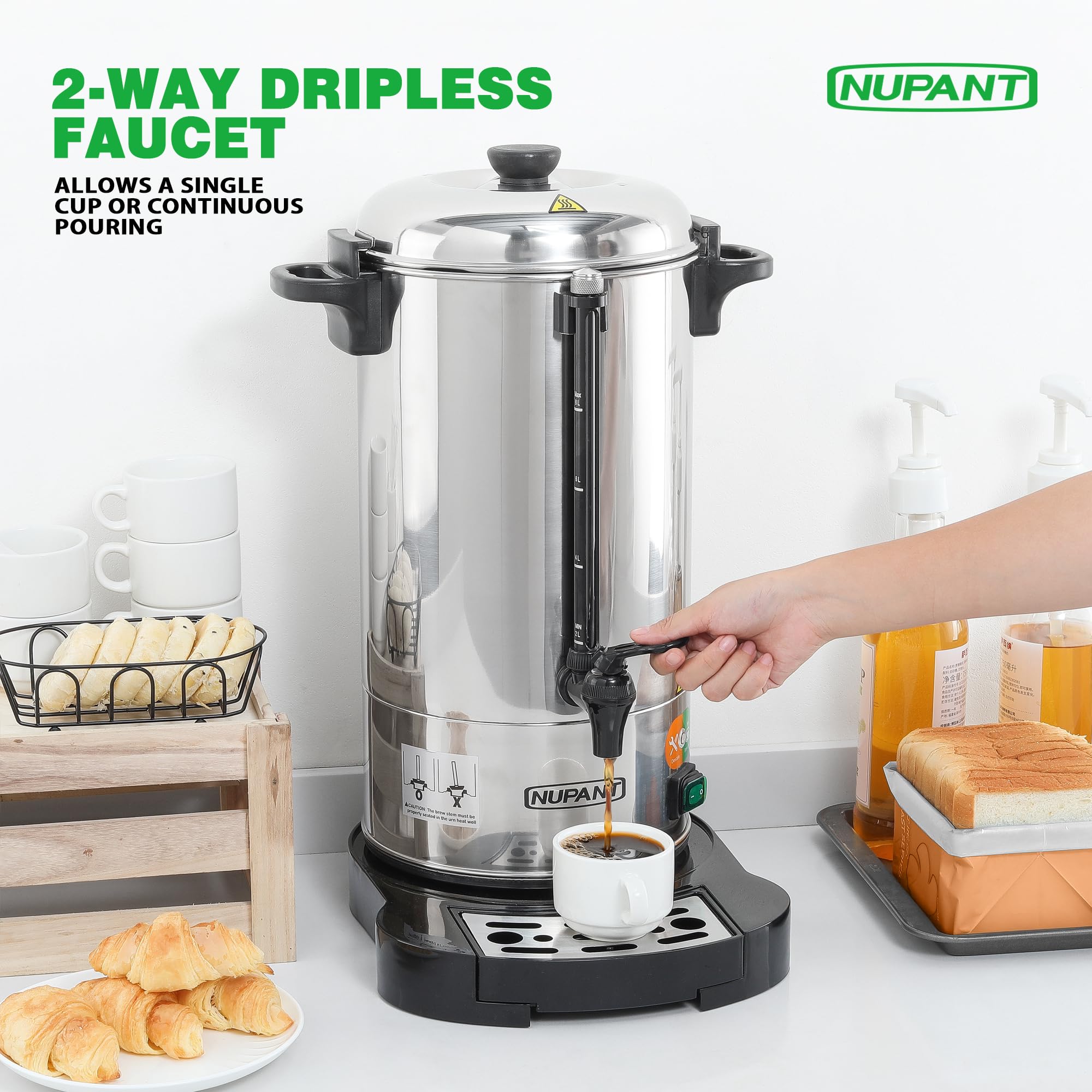 NUPANT coffee urn quick-brew performance highlights fast brewing and ease of use.