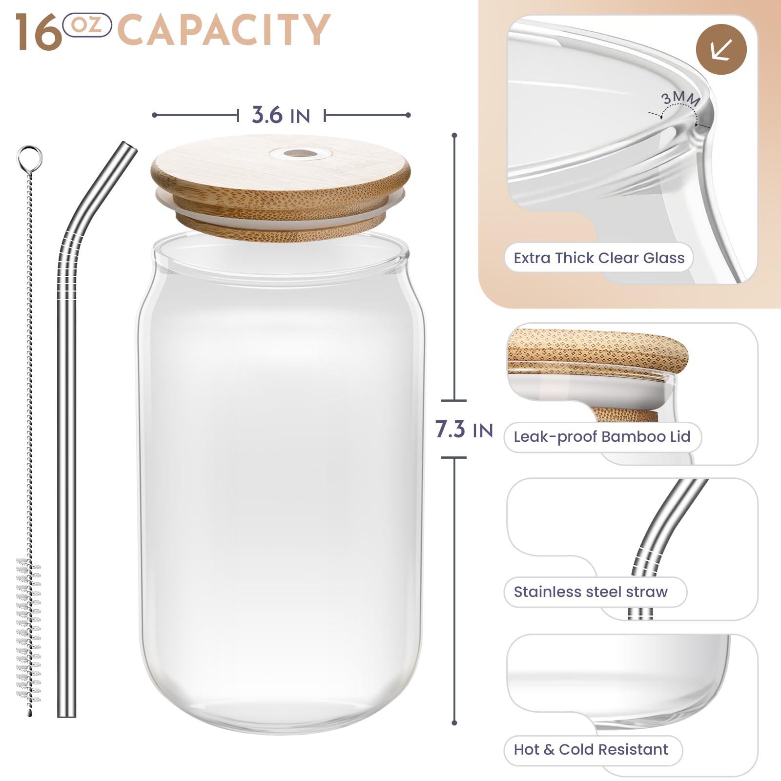 Nurforta stainless steel straw included for sipping hot or cold beverages.