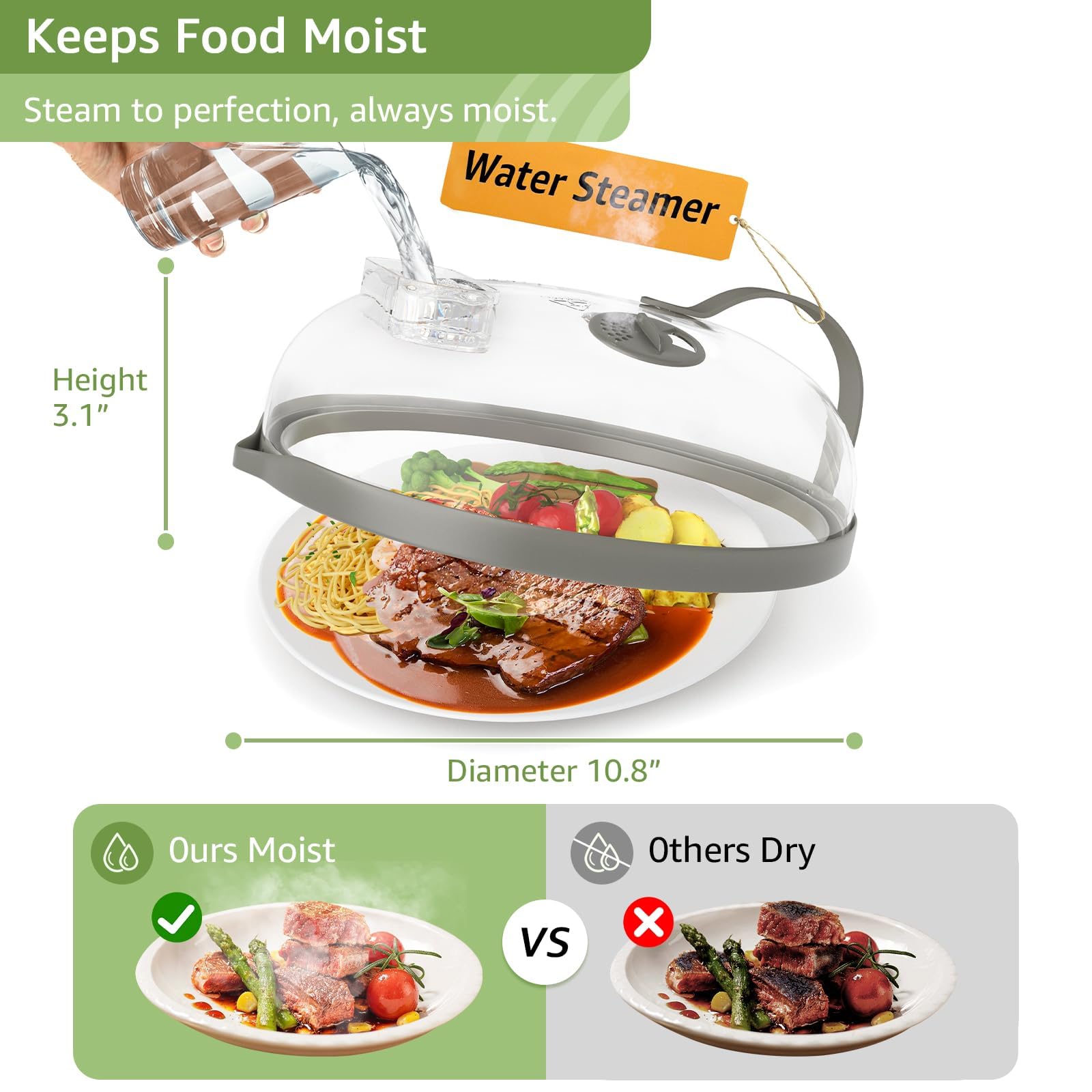NUTIKAS clear splatter guard lid provides quick visibility during heating
