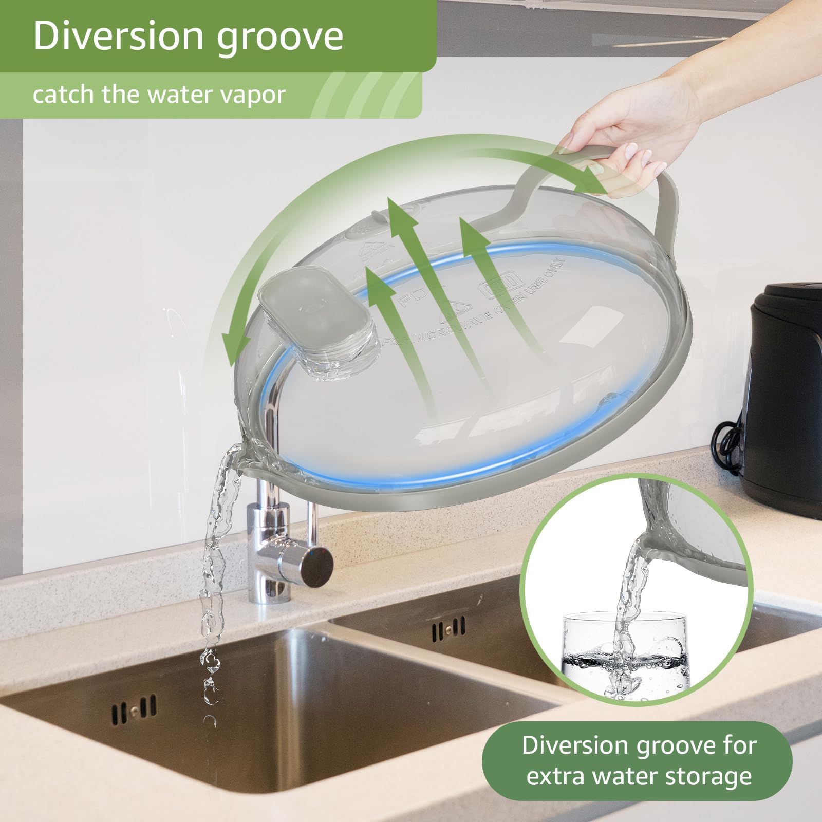 NUTIKAS splash guard in kitchen keeps microwave interior clean