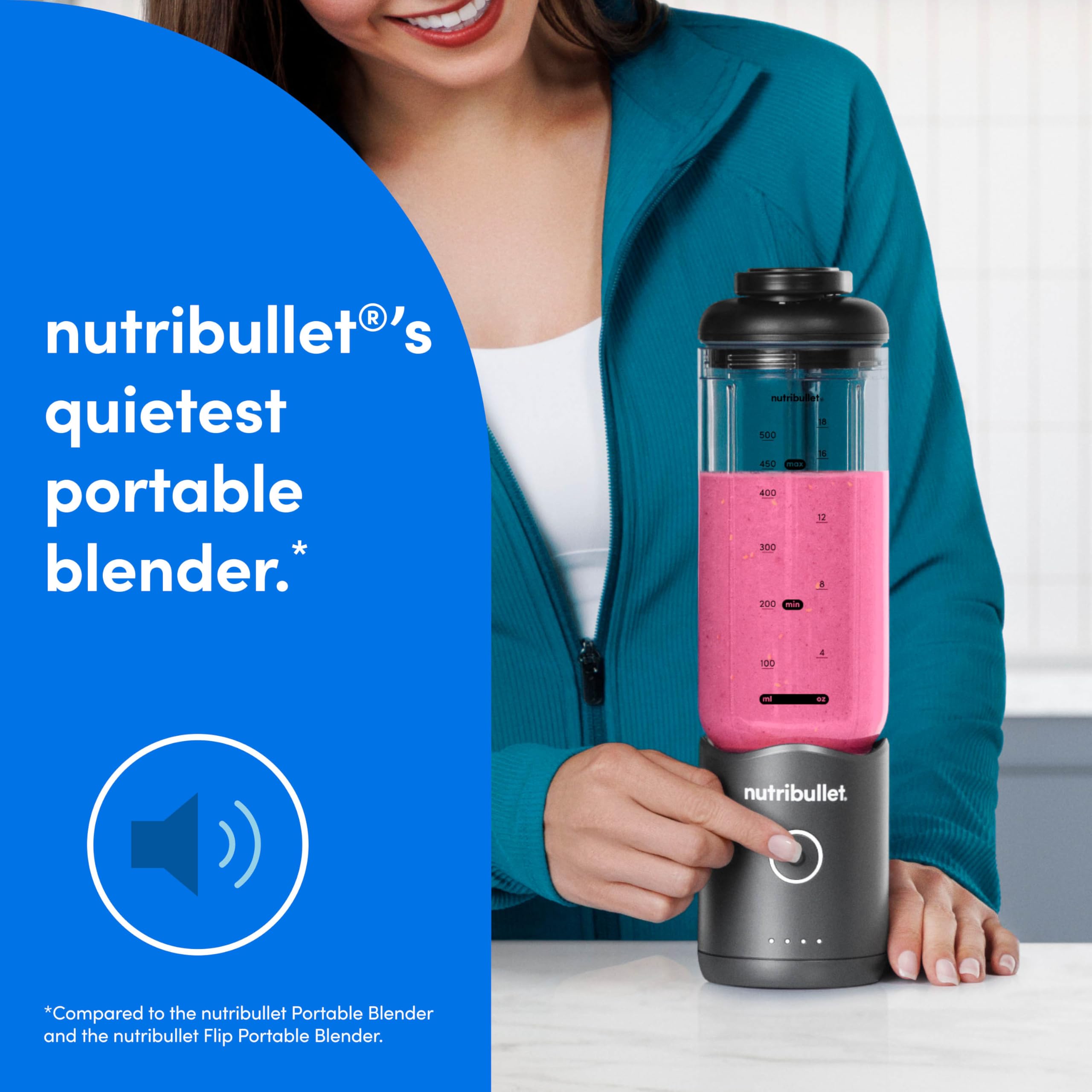 NutriBullet Flex 22oz blending cup offers generous capacity.