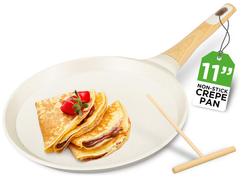 NutriChef 11-inch marble-coated crepe pan for easy release and even browning.