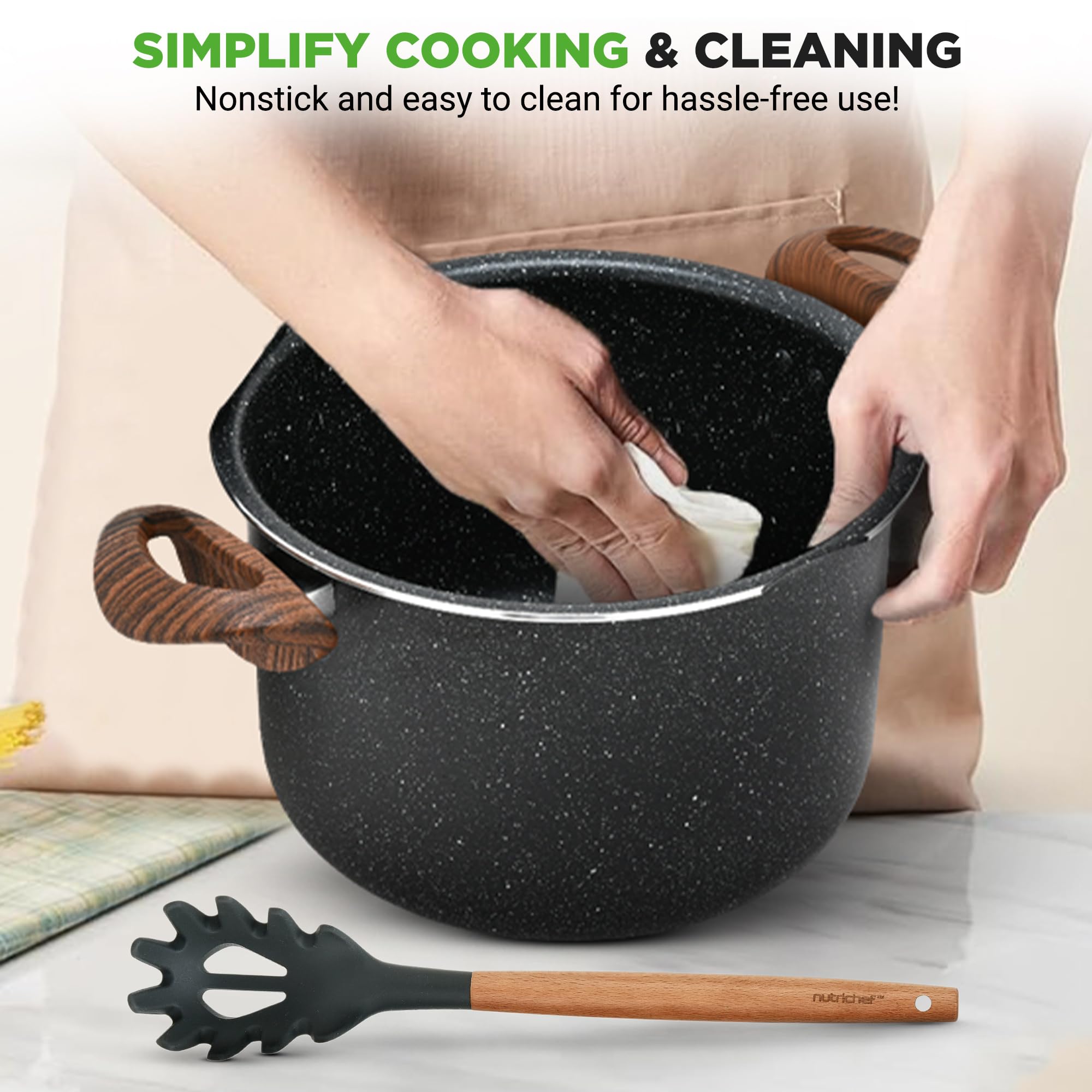 NutriChef even heat distribution on induction cooktops for consistent cooking.