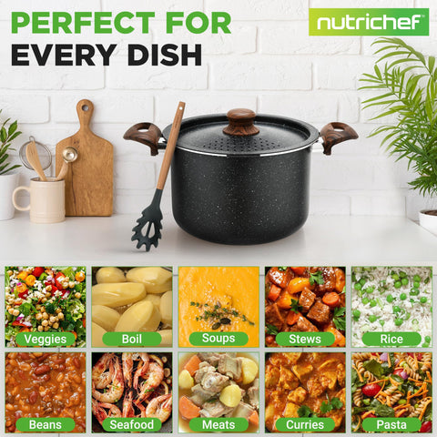 NutriChef non-stick aluminum interior supports easy food release.