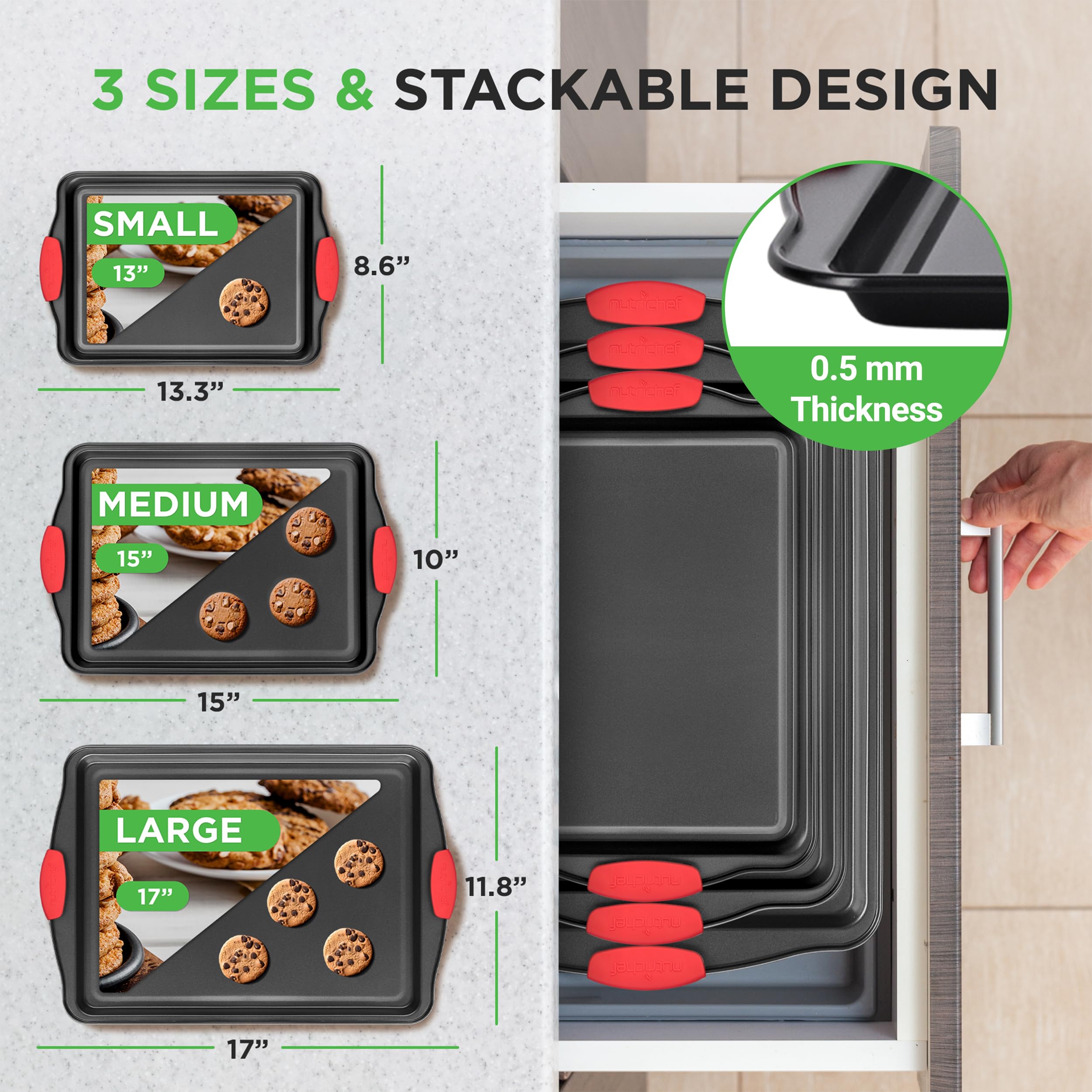 NutriChef small nonstick pan for easy cookie release.