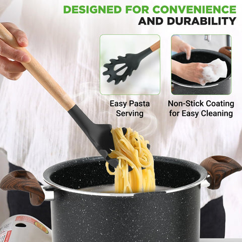 NutriChef pasta fork included for easy serving and stirring.
