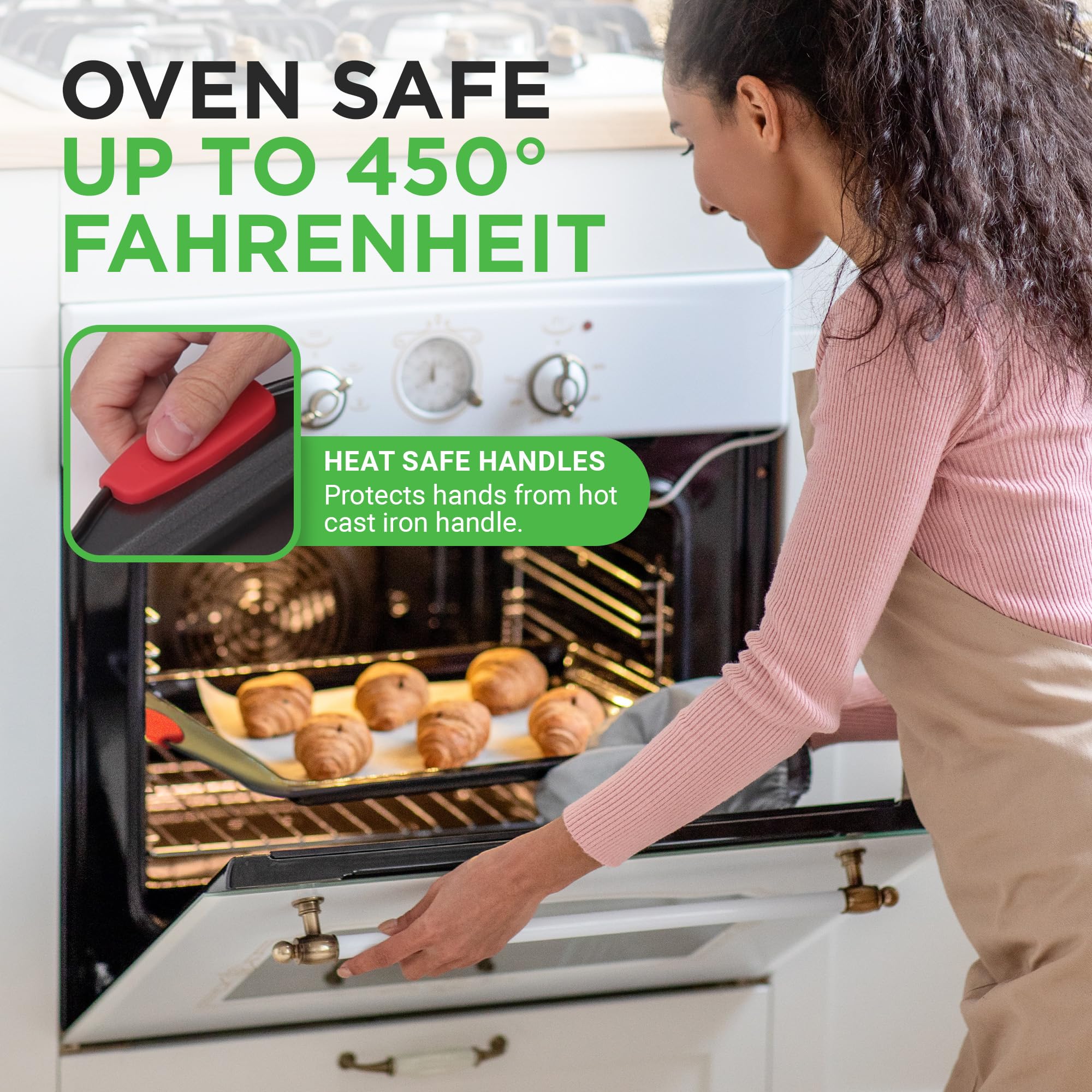 NutriChef red silicone handles offer secure oven-to-table grip.