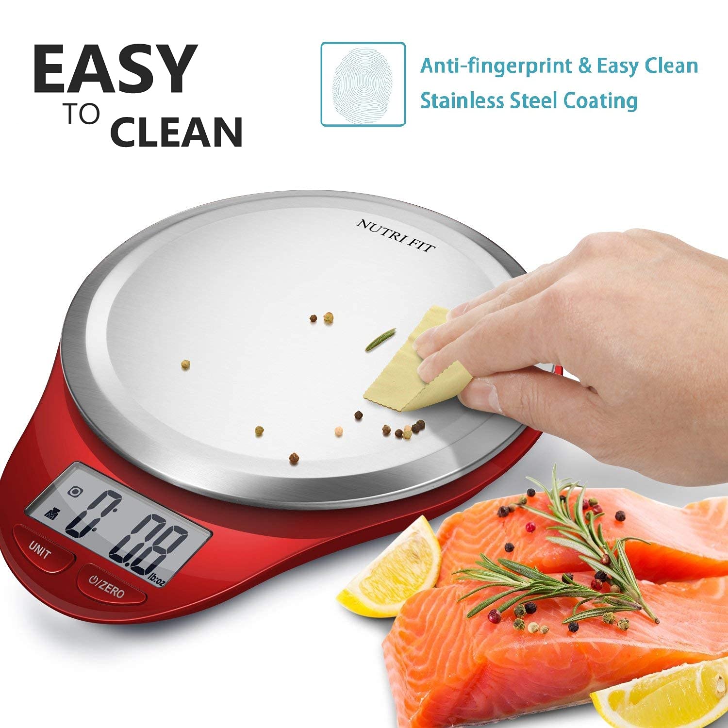 NUTRI FIT digital display provides clear readings during meal prep.