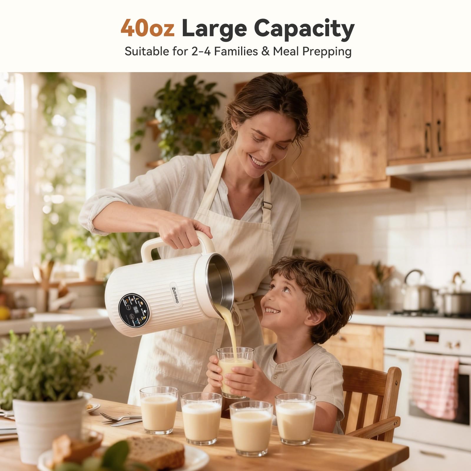 Nutrikeep 2-hour keep-warm maintains drink temperature.