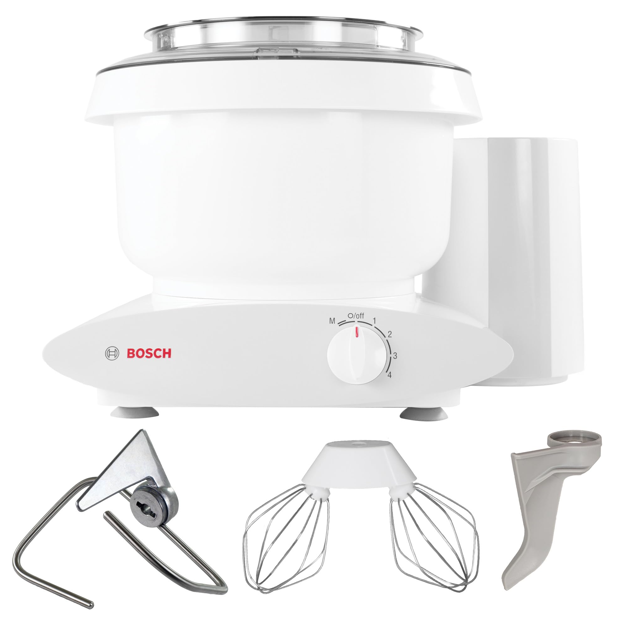 Nutrimill bundle Bosch stand mixer bowl shows 6.5-quart capacity for large batches.