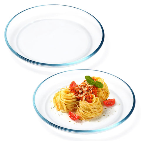 Nutriups 2-pack 9-inch glass plates provide a clean, versatile dining option for everyday meals.