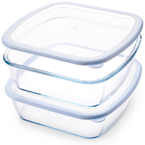 NutriUPS 2-pack 9x9 glass baking dish for casseroles and leftovers.