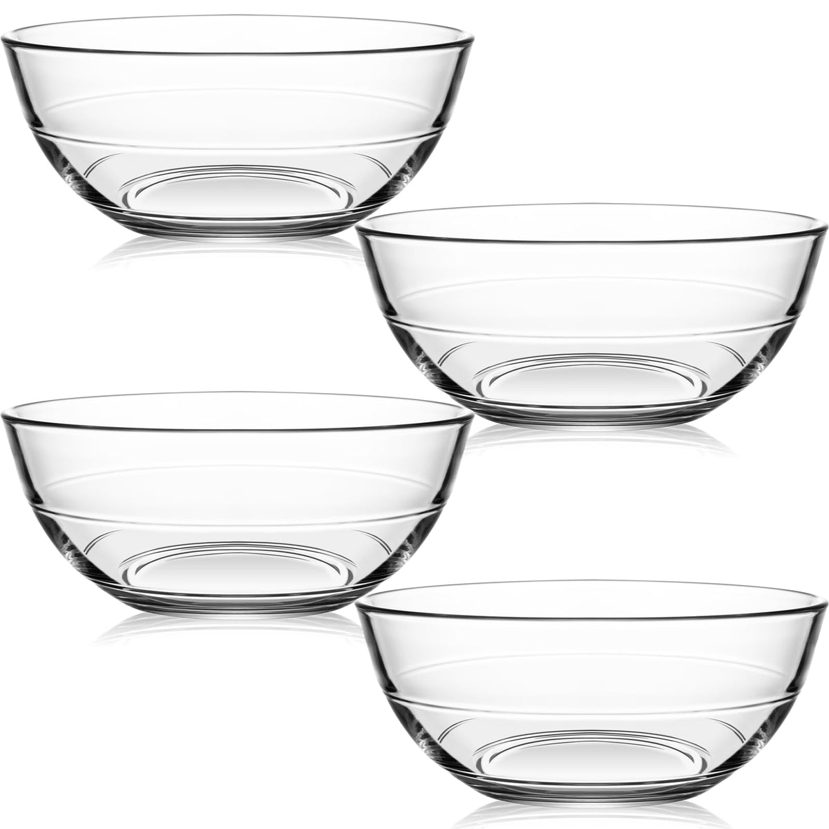 NUTRIUPS four-pack tempered glass bowls ideal for everyday meal prep.