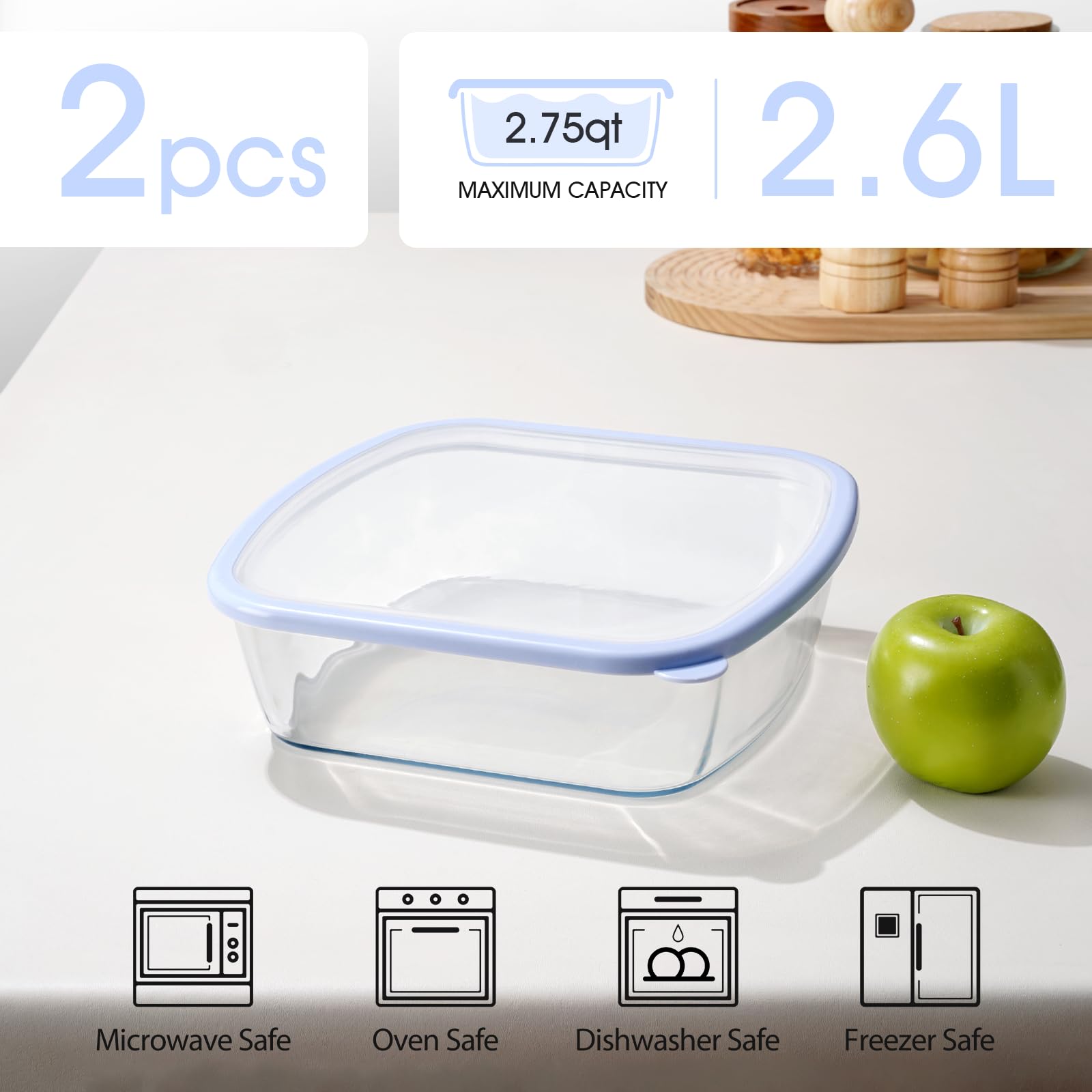 NutriUPS 9x9 square bakeware with lid keeps food fresh.