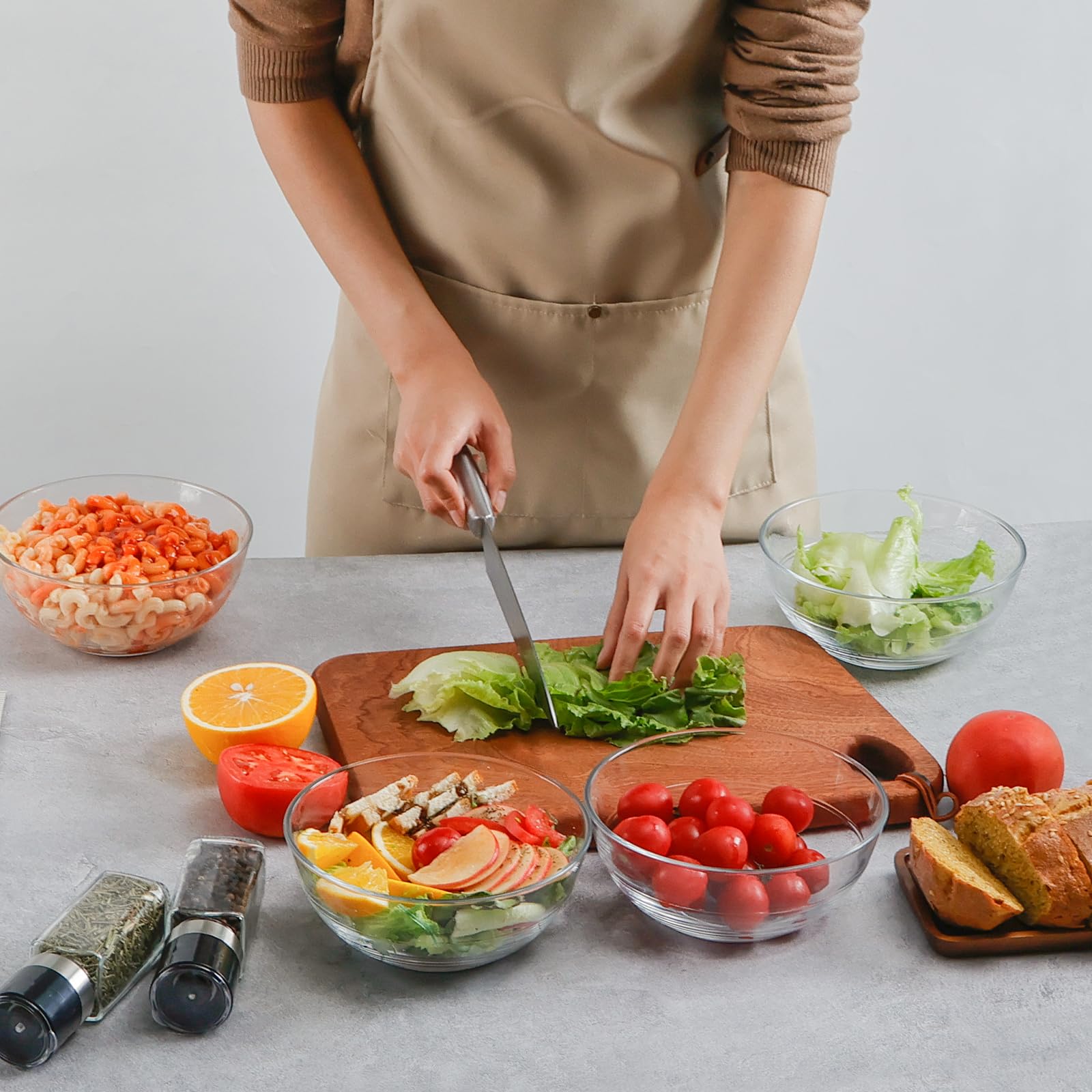 NUTRIUPS oven-safe glass bowls for baking and hot saucing.