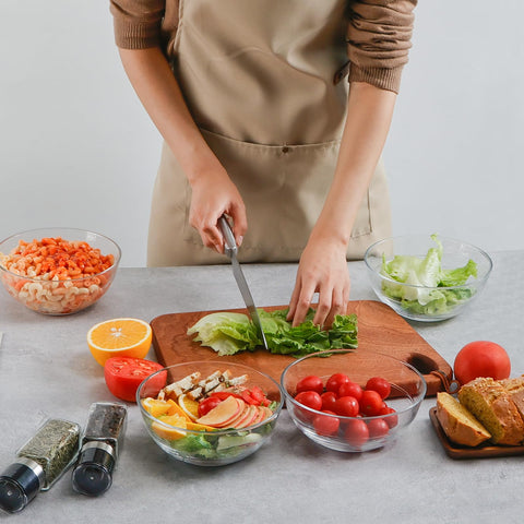 NUTRIUPS oven-safe glass bowls for baking and hot saucing.