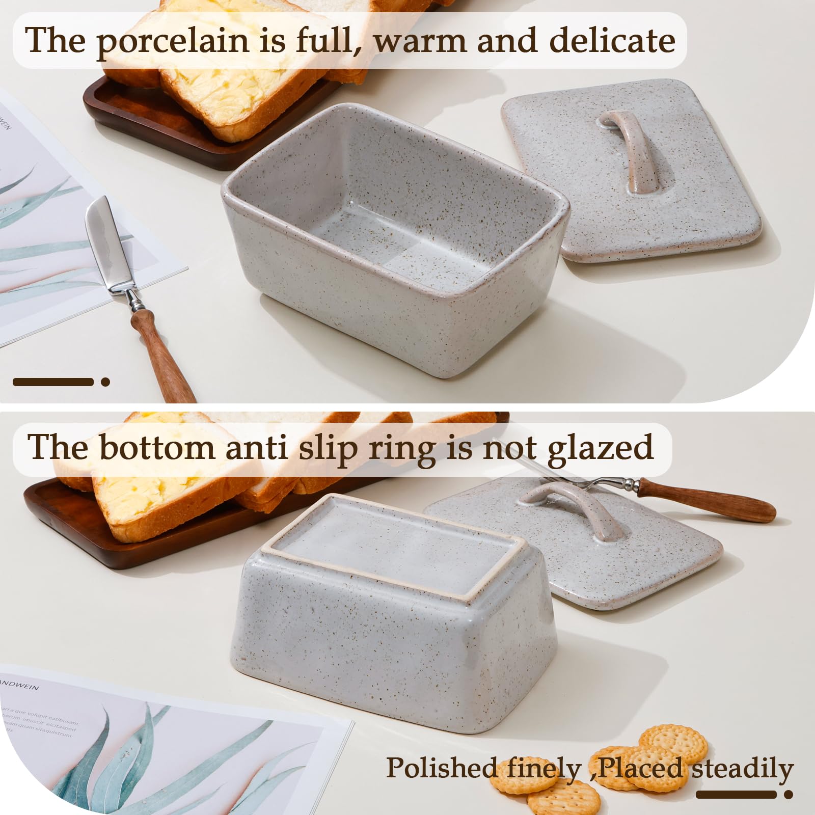 NutriUPS compact butter dish fits counters, prevents mess with secure lid.