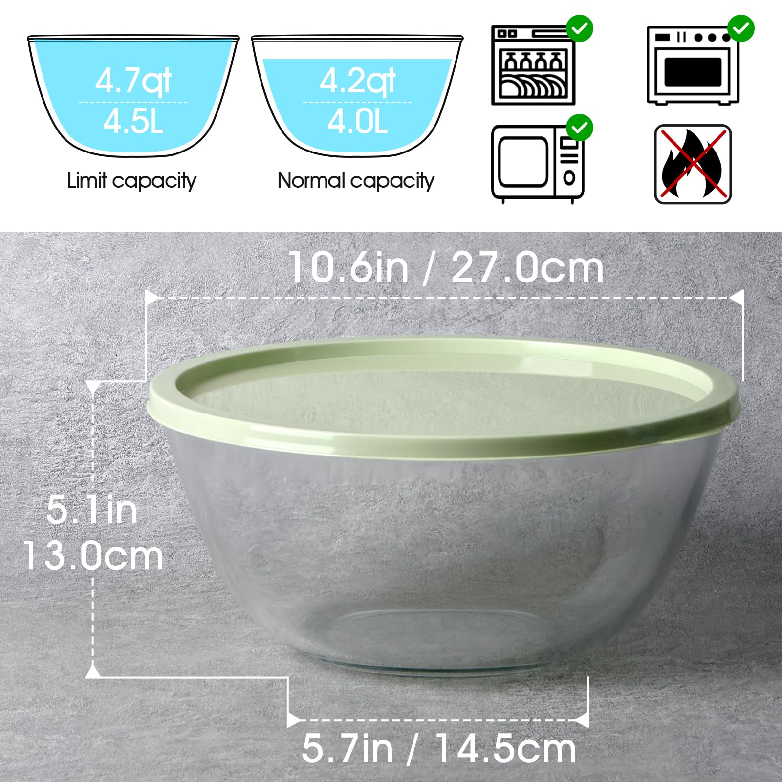NUTRIUPS deep large glass bowl ideal for mixing and storing meals.