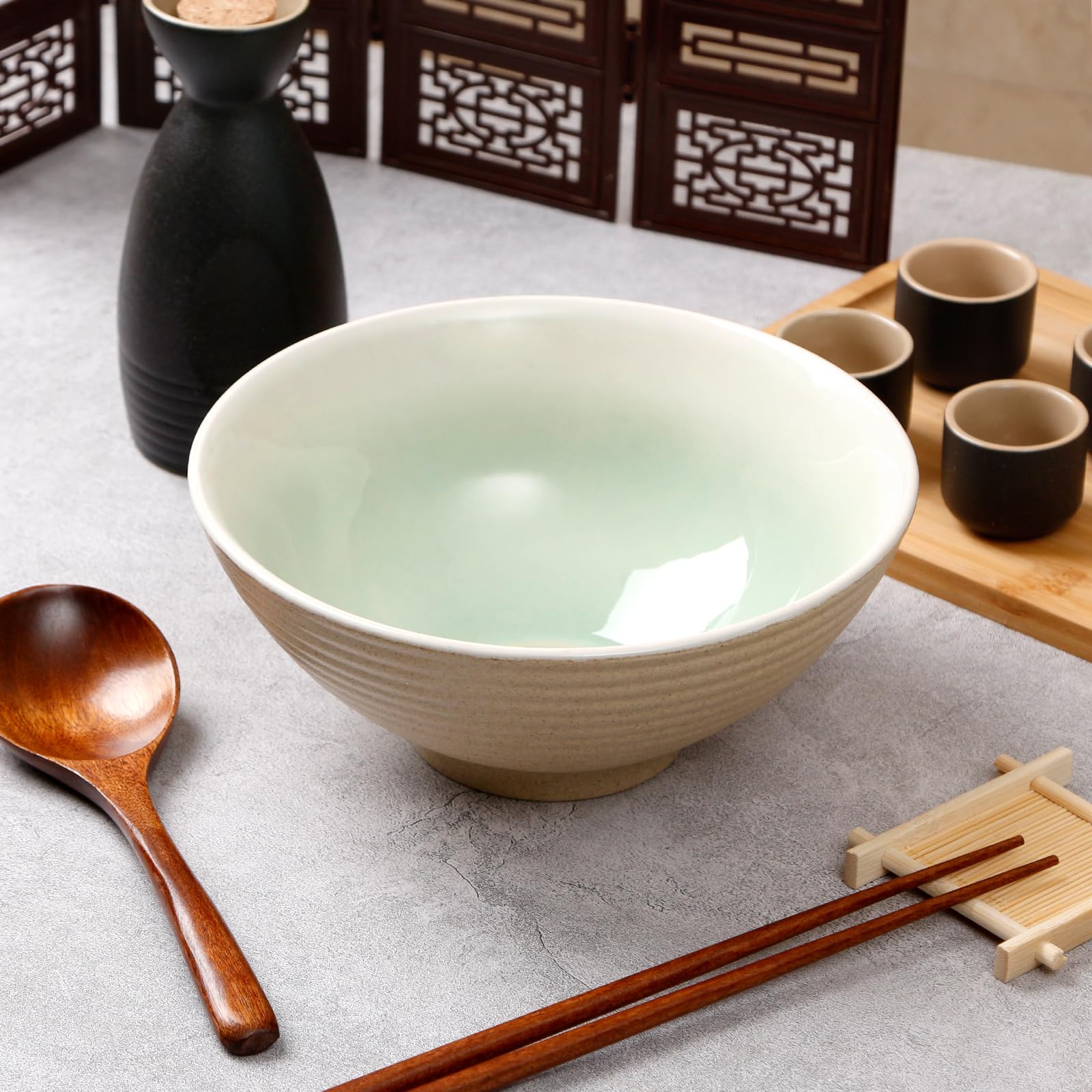 NUTRIUPS dishwasher-safe teal ramen bowls simplify cleanup