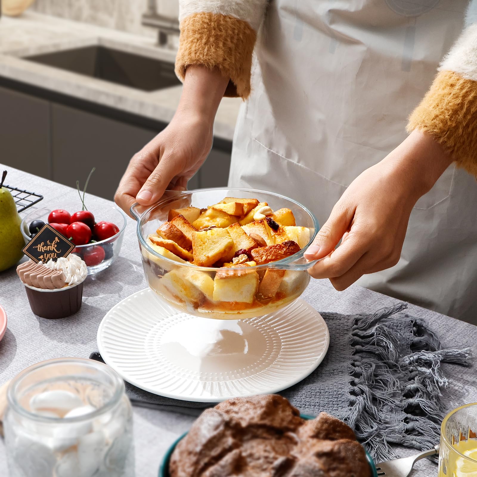 NutriUPS casserole with easy-grab handles for safe oven removal.