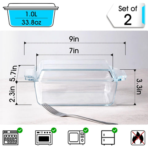 NUTRIUPS rectangular glass casserole 5.7x7 inches, clear view for monitoring baking.