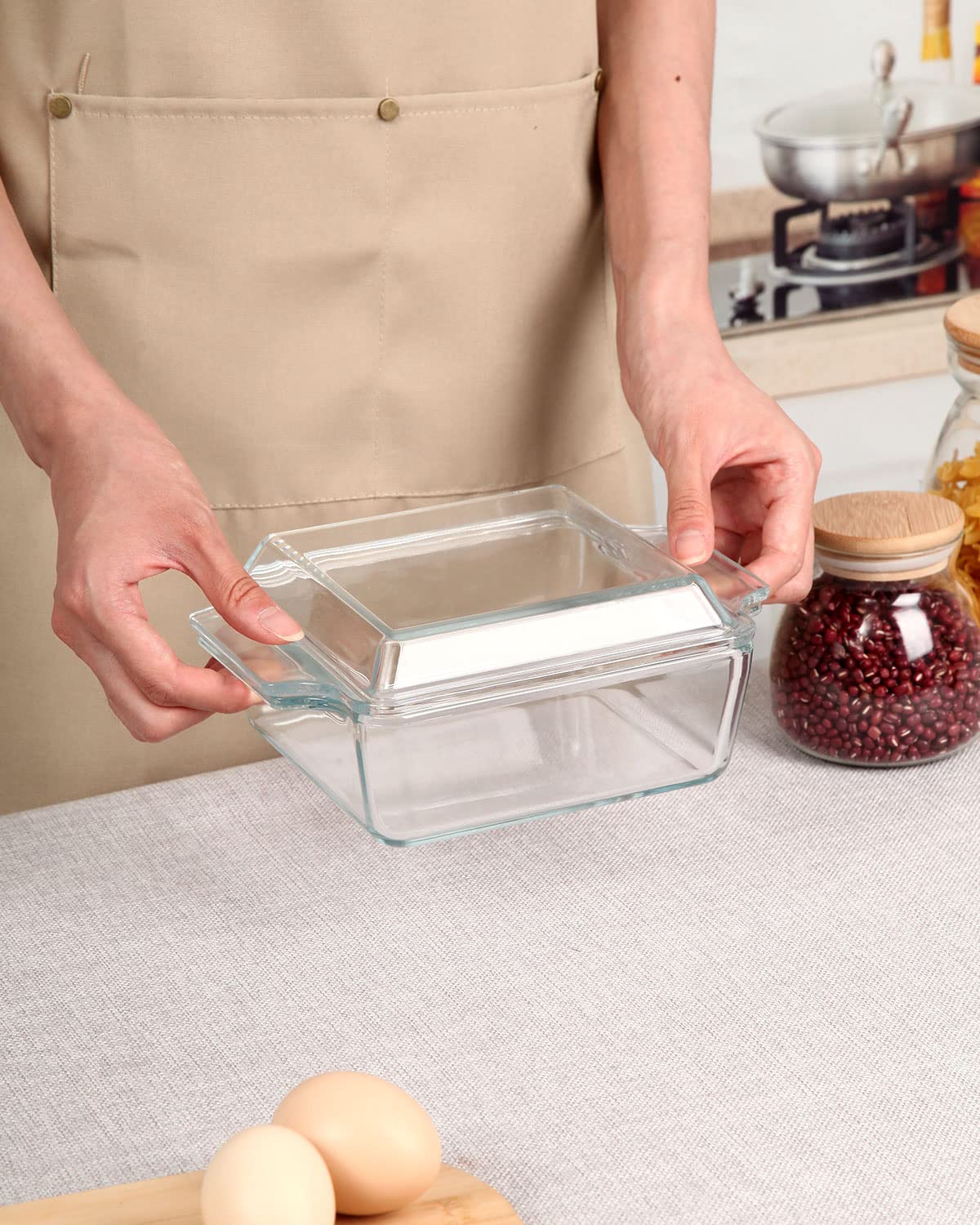 NUTRIUPS glass lid showing 360-degree visibility during cooking.