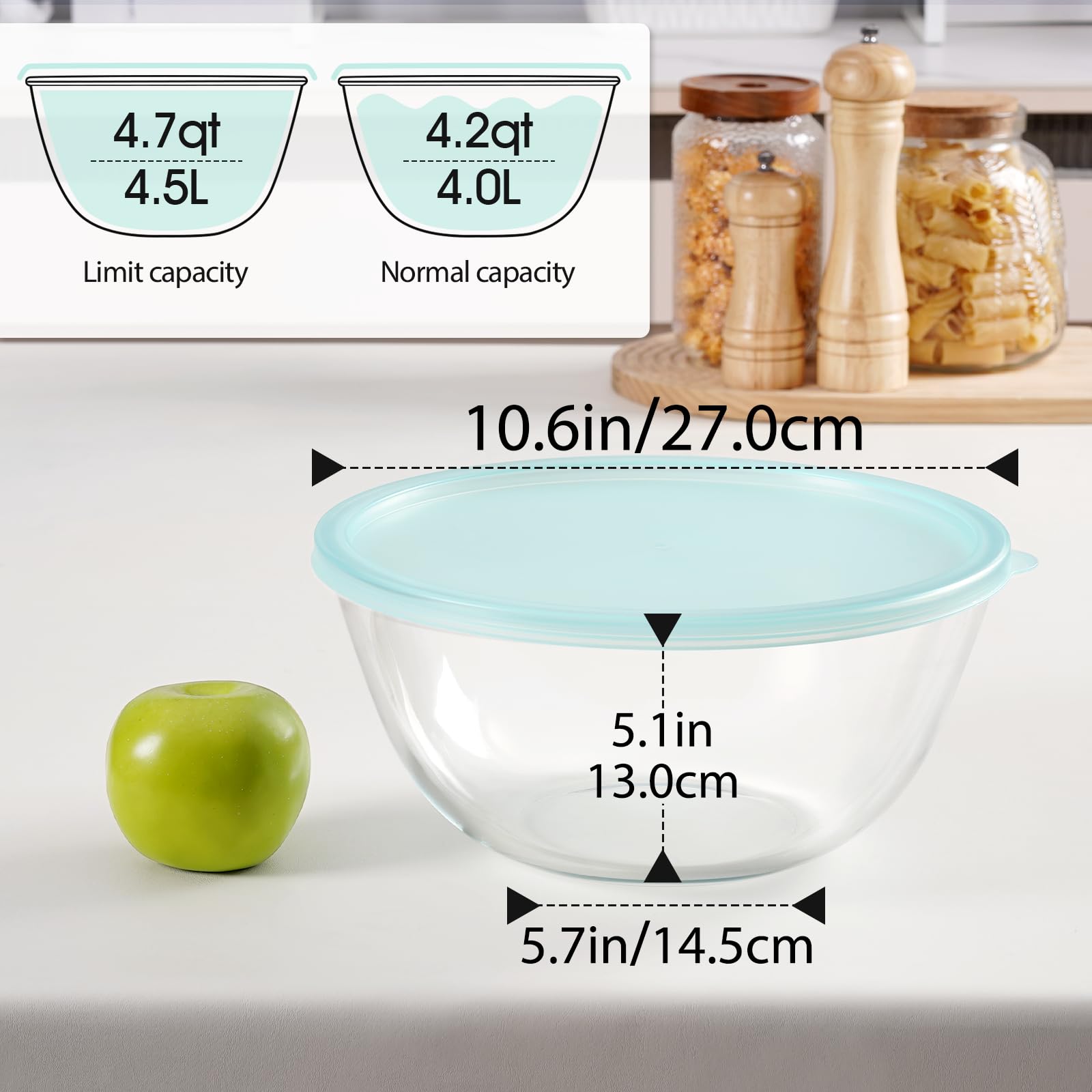 NUTRIUPS glass mixing bowl with secure lid for fresh storage