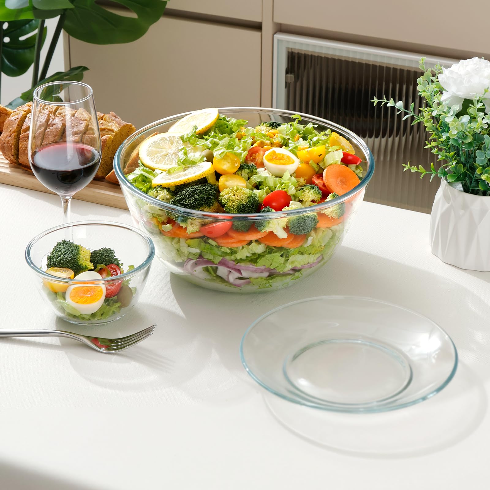 NUTRIUPS versatile bowl works for mixing, serving, and storing foods.