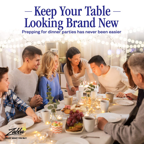 Nuvantee table protector defends against liquid damage and stains.