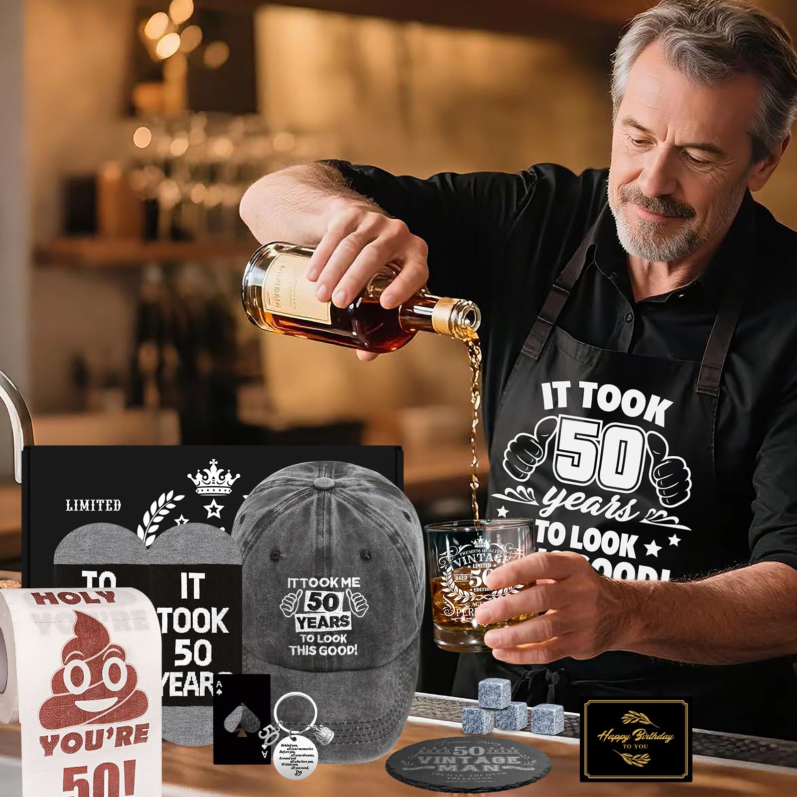 NVTROVI slate coaster complements the glass with rustic, stable surface for drinks.