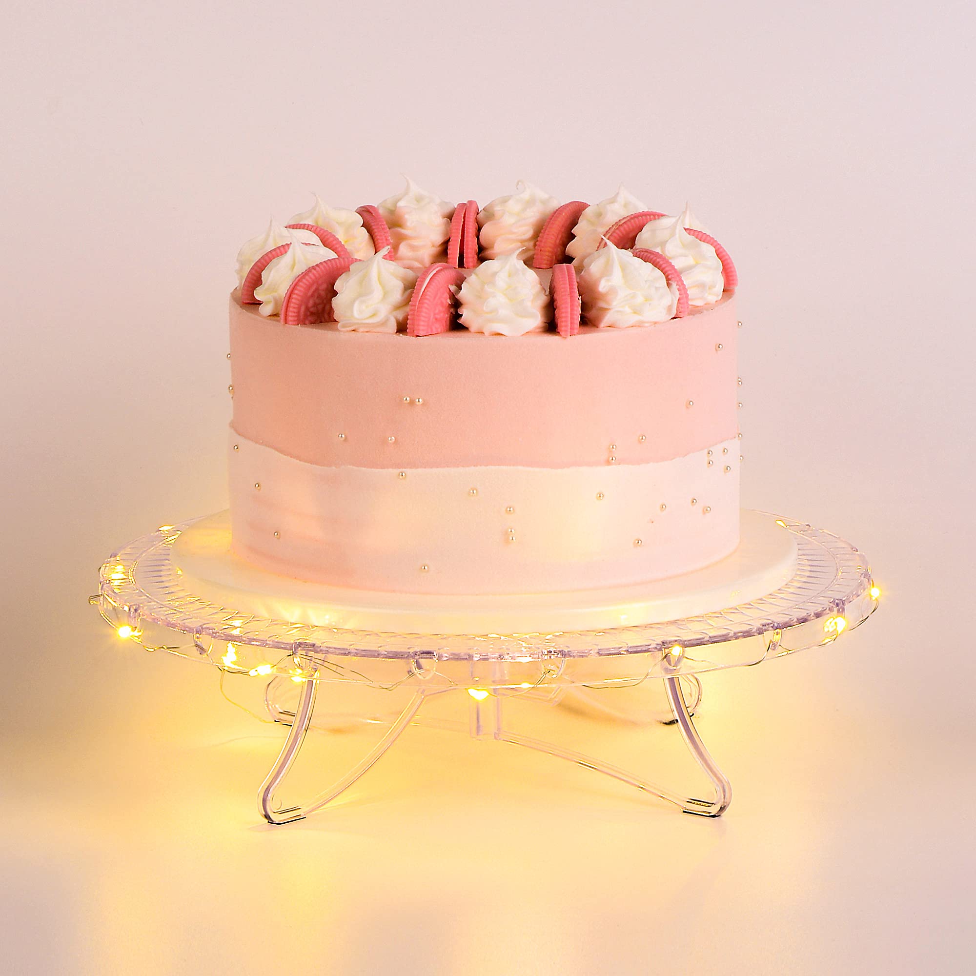 NWK 12-inch lighted cake stand with subtle glow for weddings or parties.