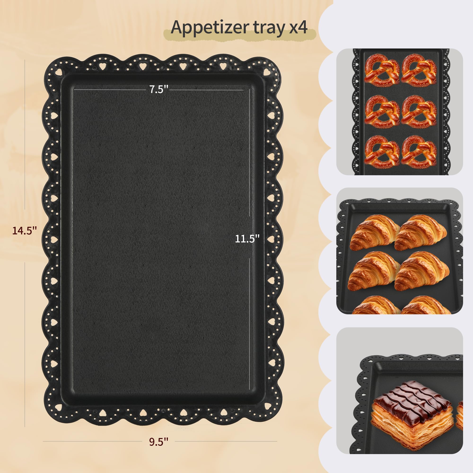 NWK Pack 10 rectangular appetizer trays for buffet spreads