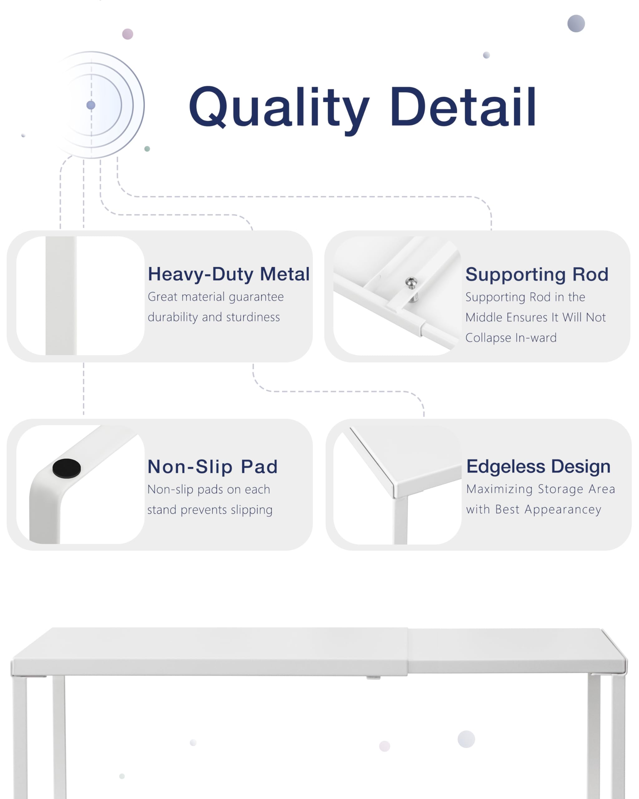 Nxconsu expandable shelf extended to 24-6 inches for larger storage