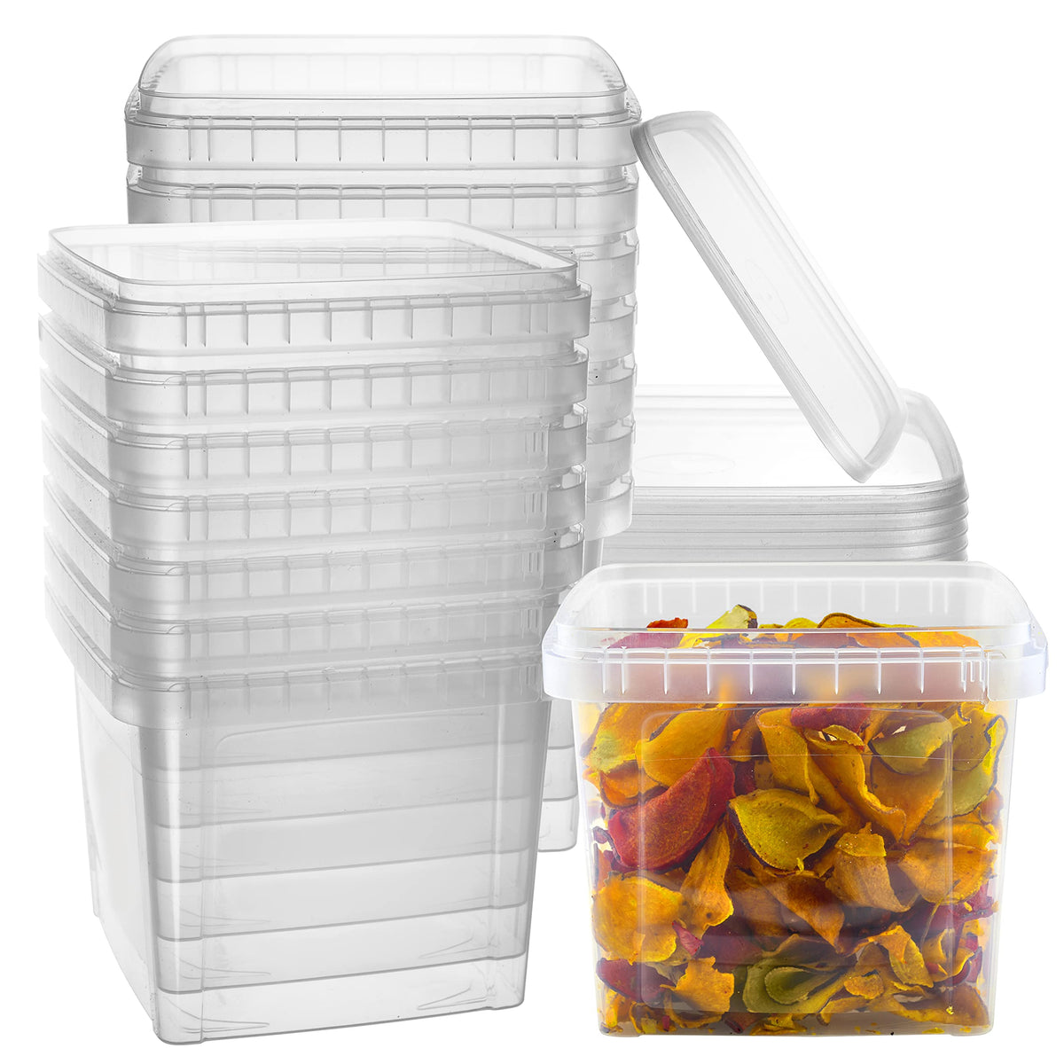 NYHI 64 oz square deli container with lid on ensures airtight freshness for leftovers.