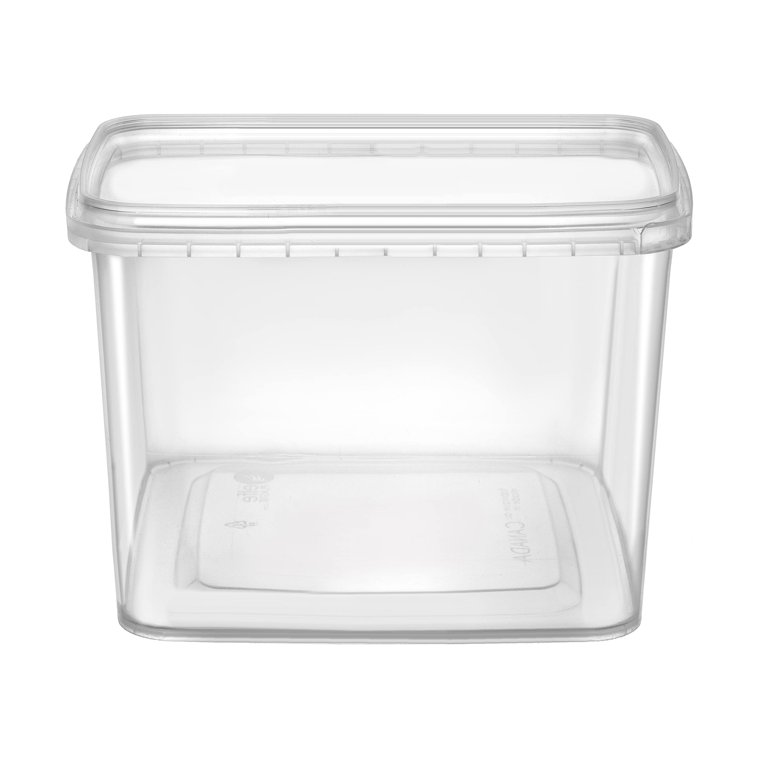 NYHI 64 oz square deli container tamper-evident lid protects contents.