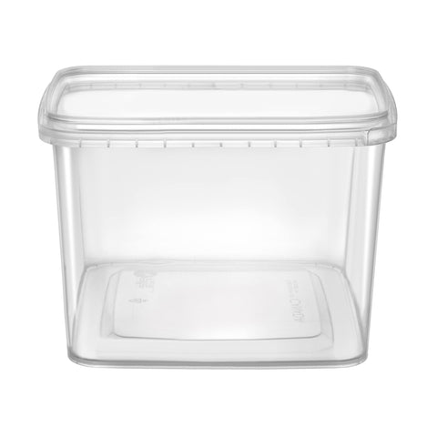 NYHI 64 oz square deli container tamper-evident lid protects contents.