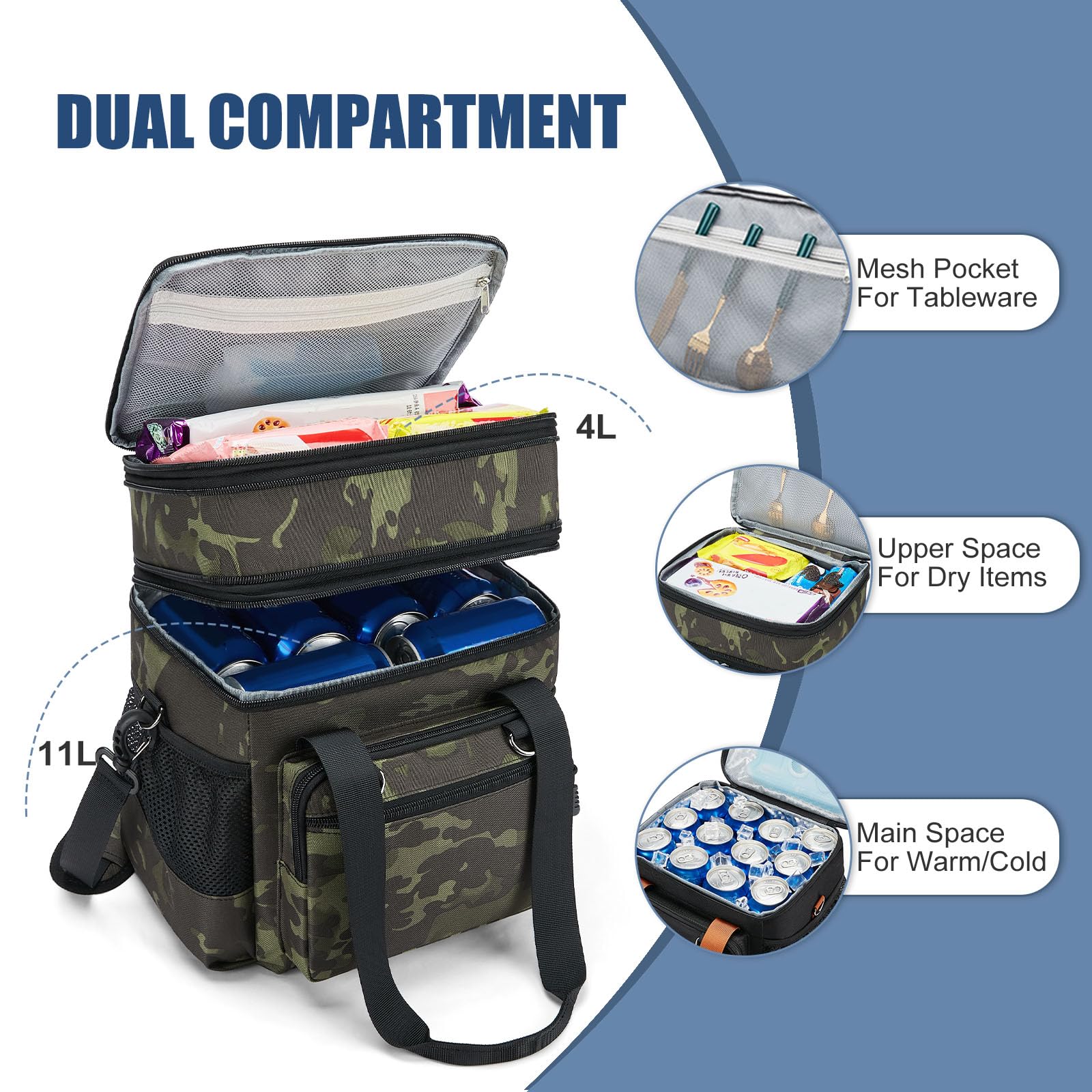 nylobist insulated lunch box side pockets hold water bottles securely for on-the-go