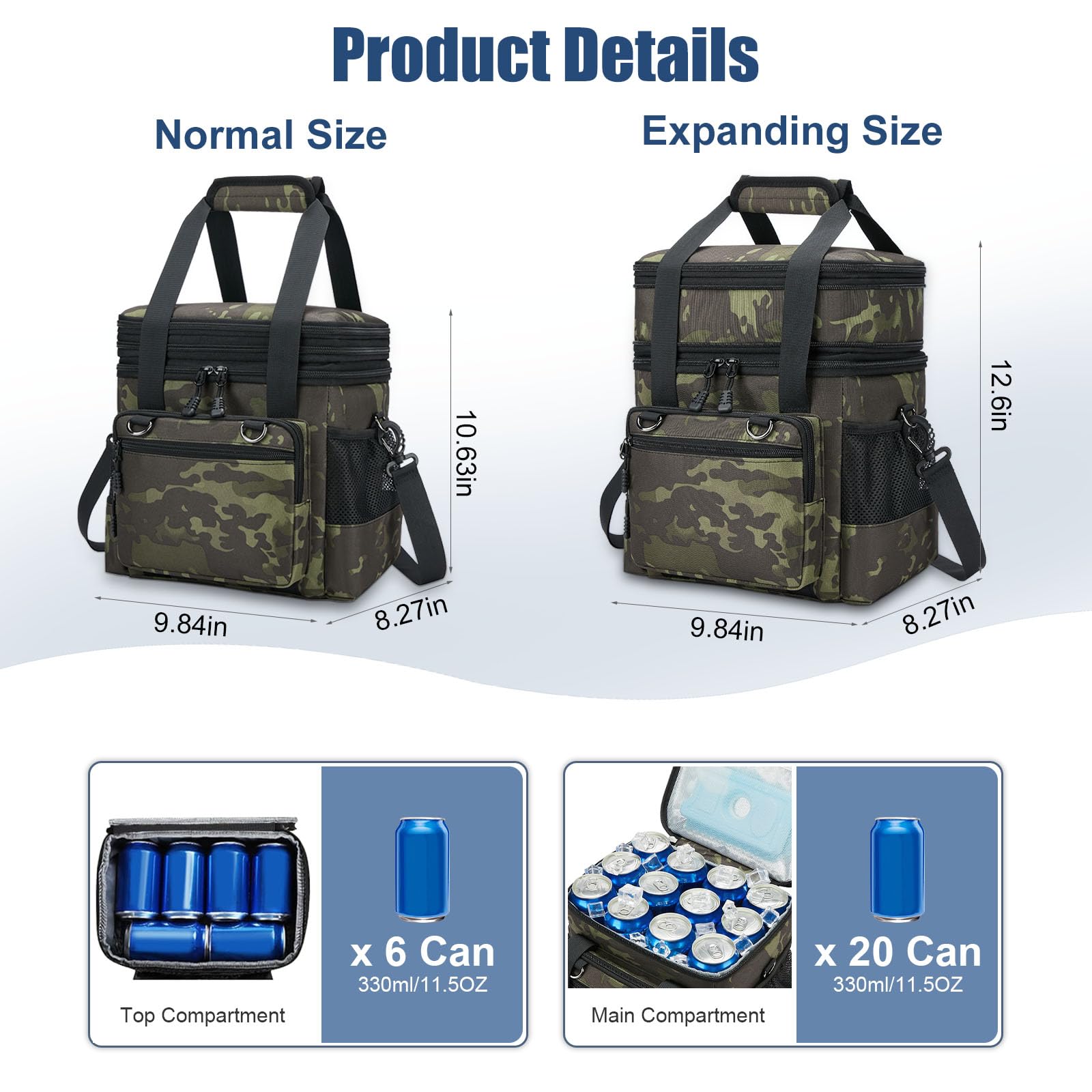 nylobist insulated lunch box expandable top compartment increases capacity when needed