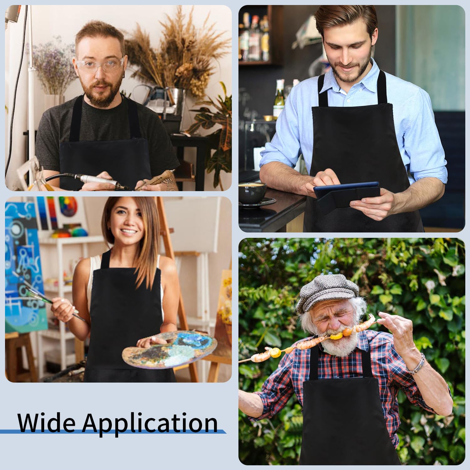 Nymmoata versatile black apron for teachers, artists, chefs, and crafters.