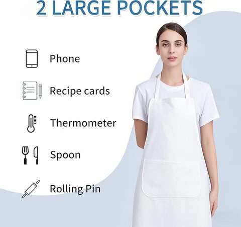 Nymmoata white aprons bulk pack ideal for restaurants and teams.