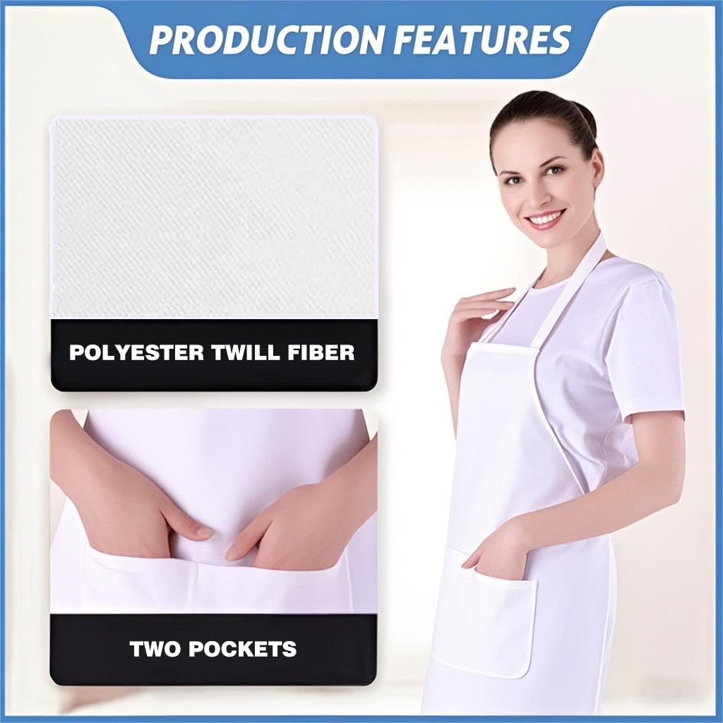 Nymmoata white aprons durable polyester for long-lasting use.