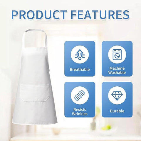 Nymmoata white aprons water-resistant surface for spills.