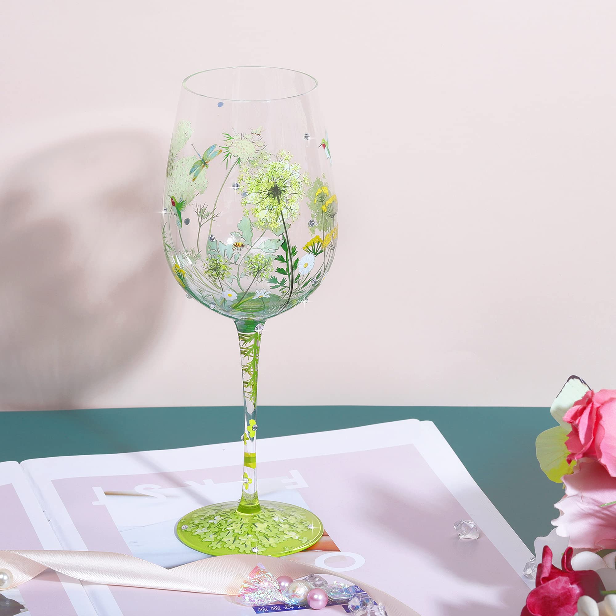 NymphFable wine glass featuring a bird design to brighten toasts